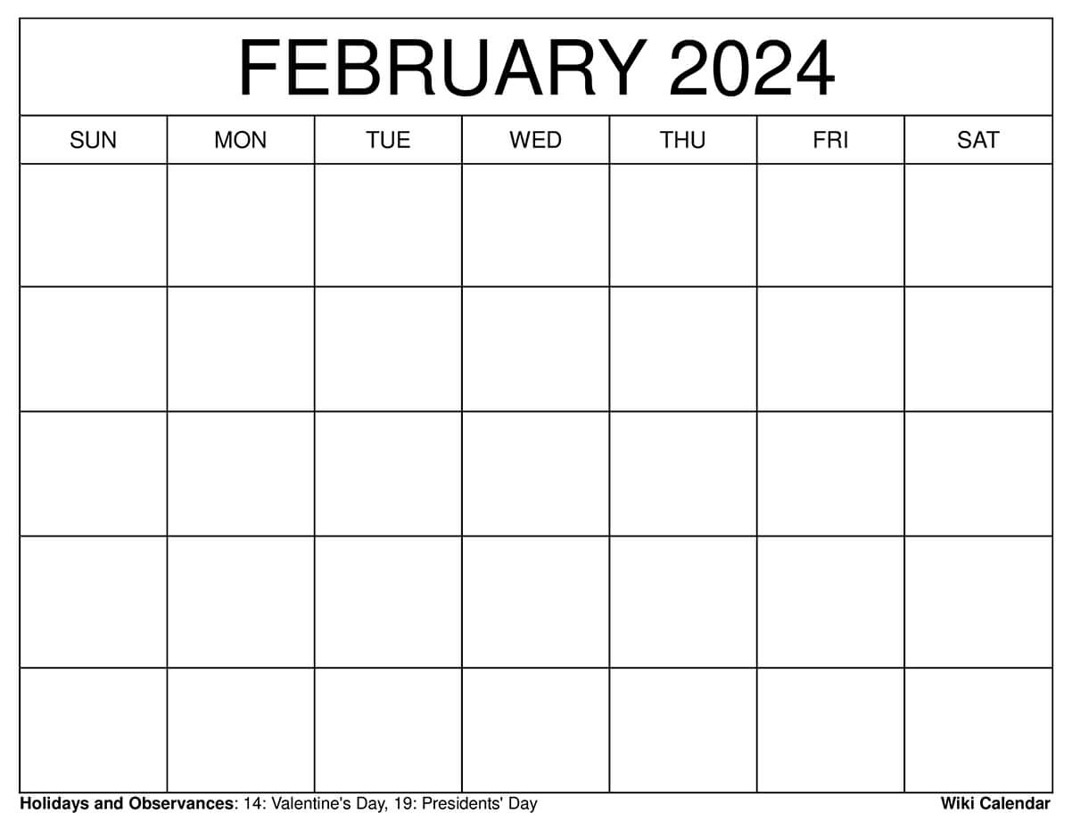 Blank February 2024 Calendar