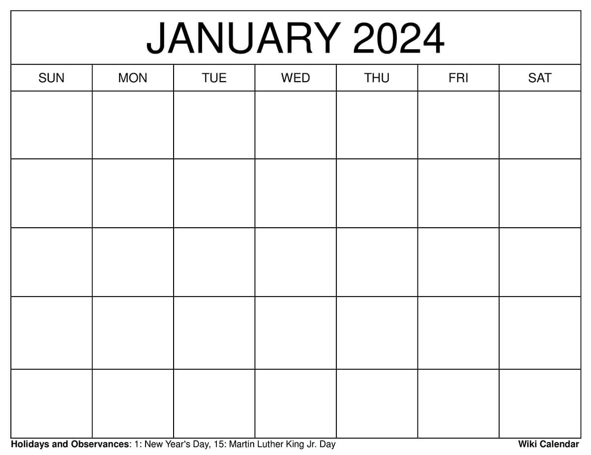 Blank January 2024 Calendar