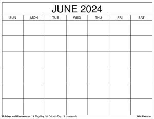 Printable June 2024 Calendar Templates with Holidays