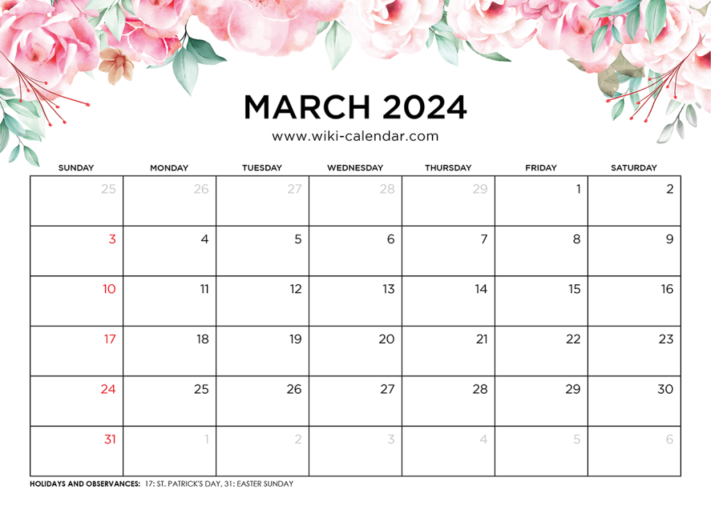 Printable March 2025 Calendar Templates With Holidays