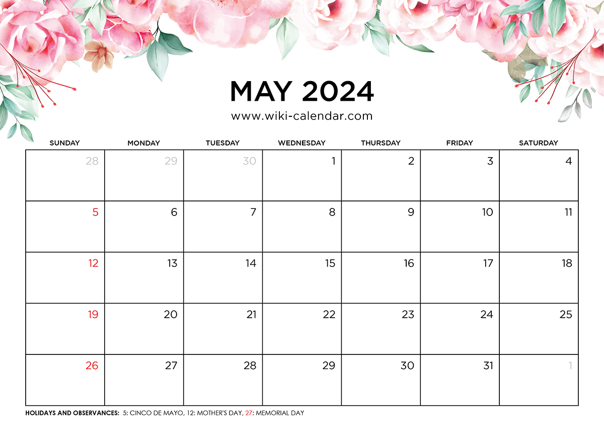 Floral Calendar for May 2024