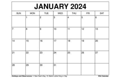 January 2024 Calendar