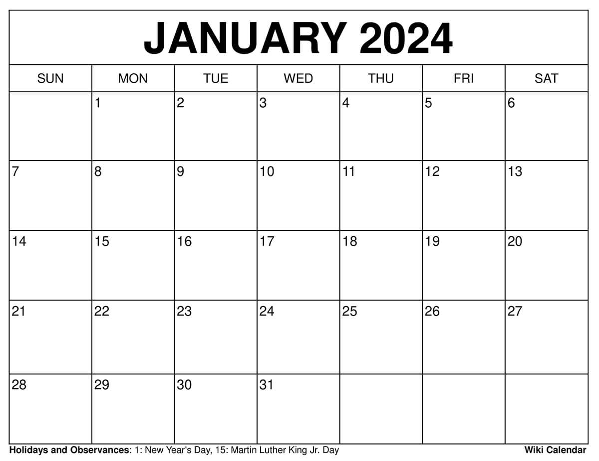 January 2024 Calendar