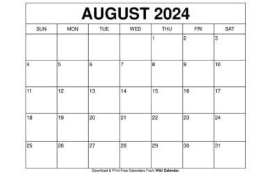 August 2024 Calendar