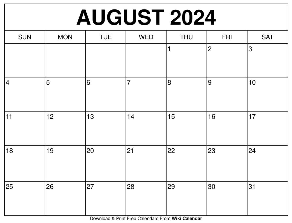 August 2024 Calendar