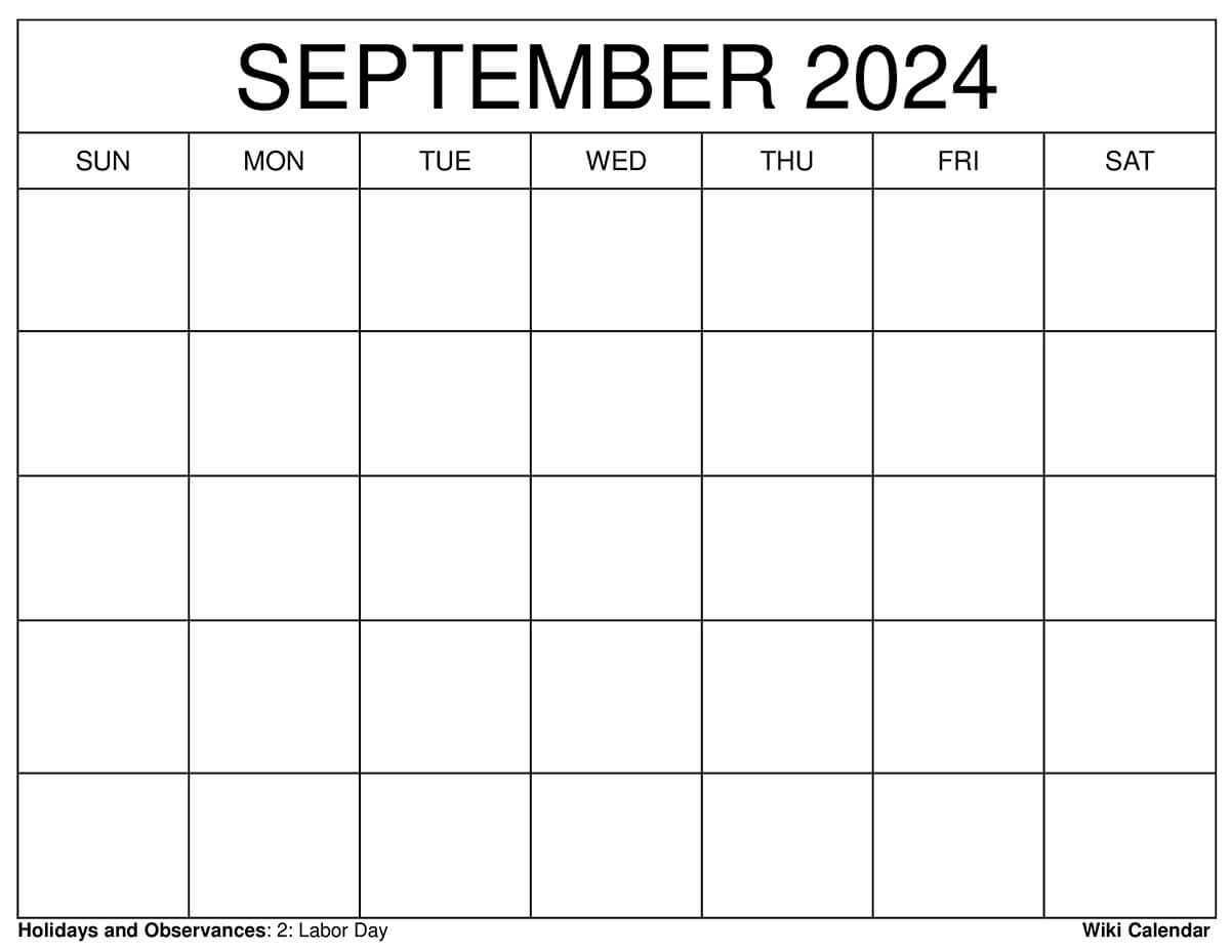 Blank September 2024 Calendar