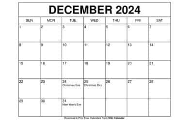 December 2024 Calendar