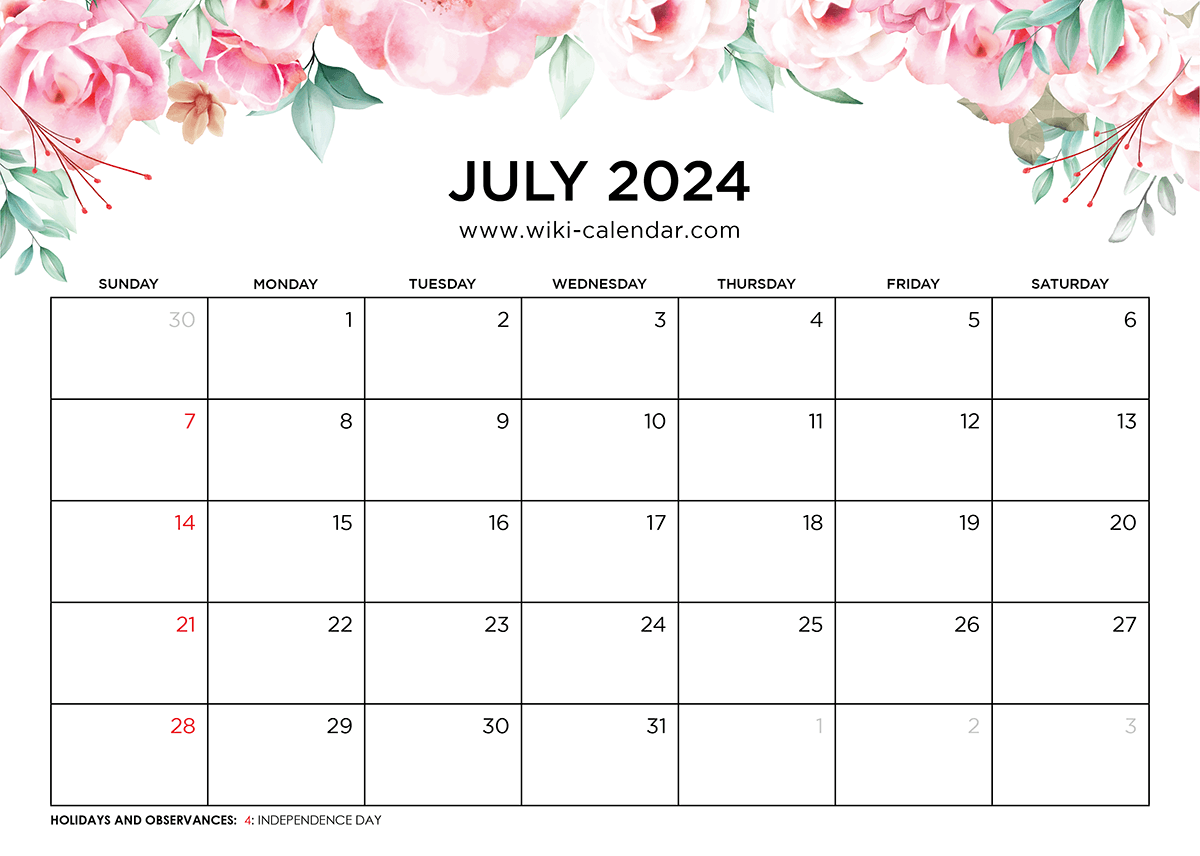 Floral Calendar for July 2024