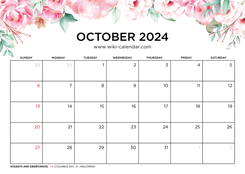 Printable October 2024 Calendar Templates With Holidays