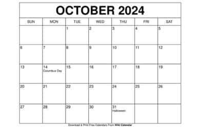 October 2024 Calendar