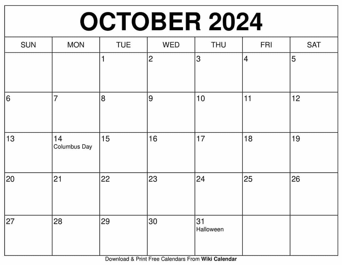 Printable October 2024 Calendar Templates With Holidays