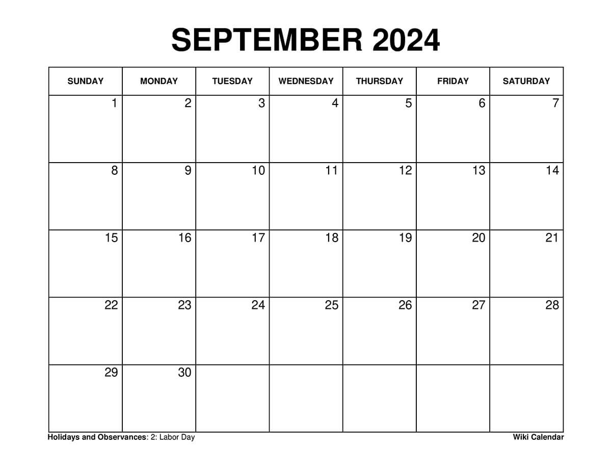 September 2024 Calendar Printable with Holidays