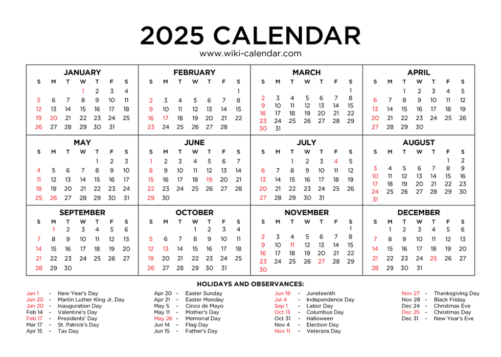2025 Calendar