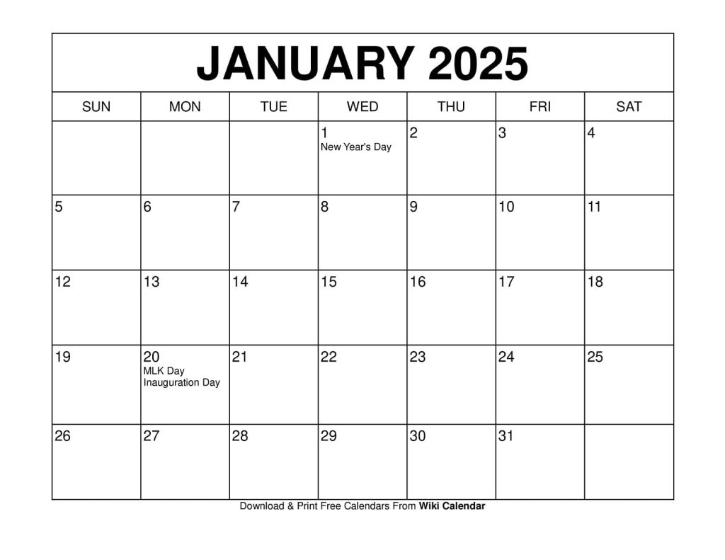 January 2025 Calendar Printable Templates & More