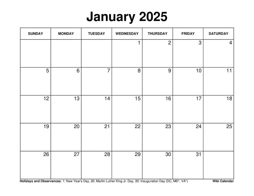 January 2025 Calendar Printable Templates & More