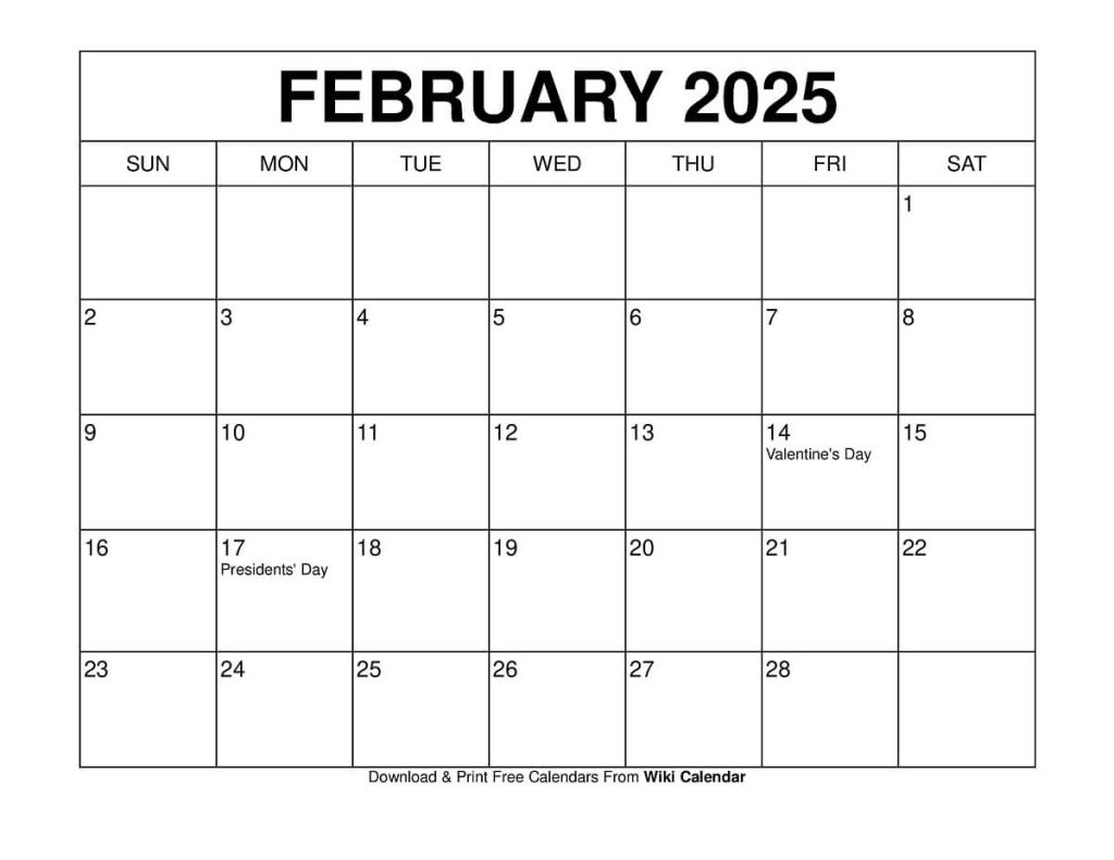 February 2025 Calendar