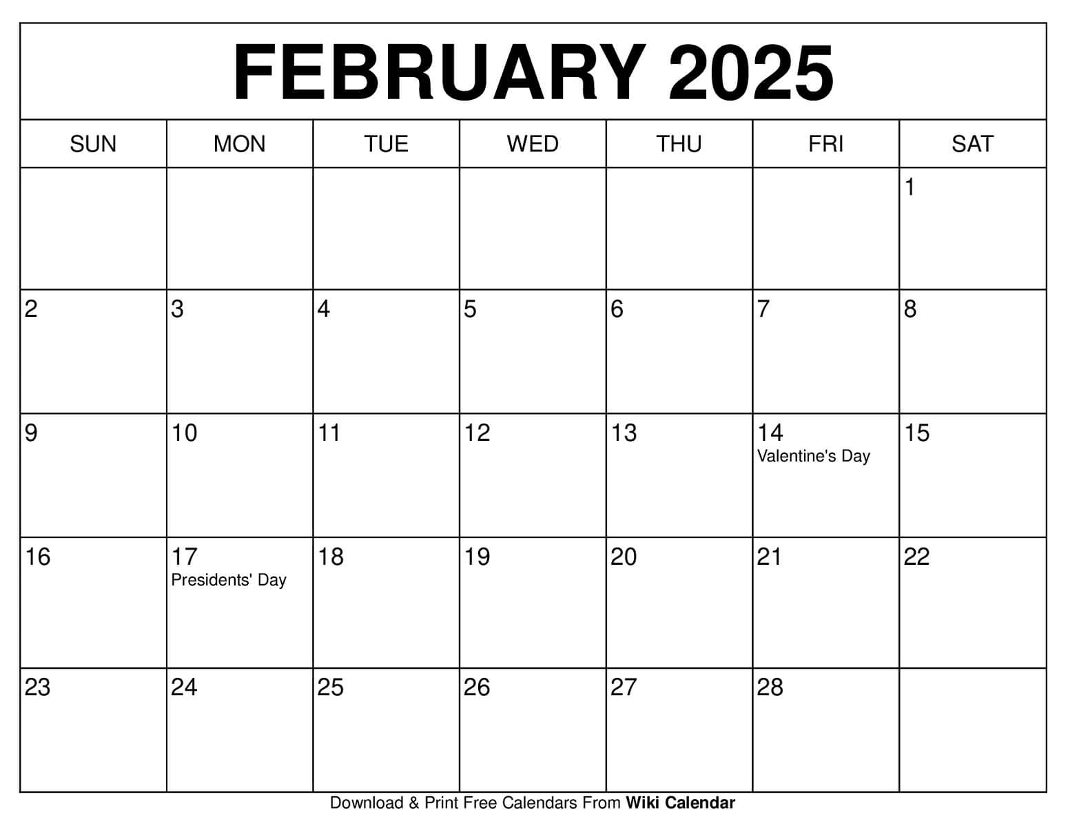 February 2025 Calendar