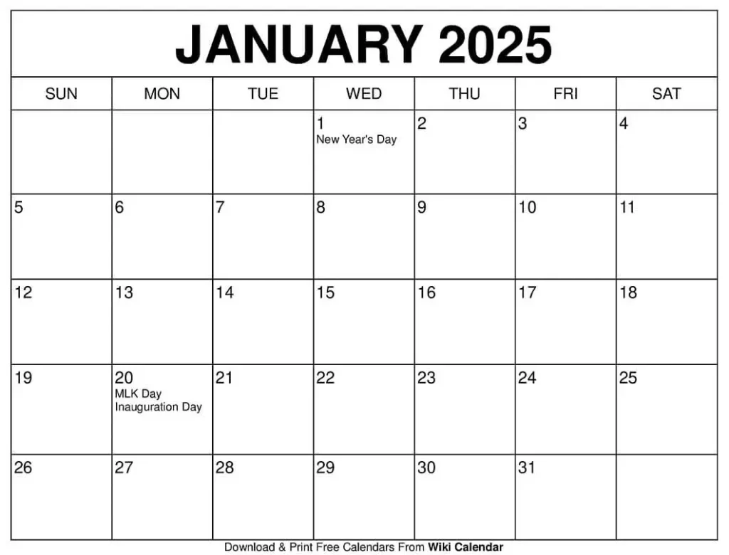 January 2025 Calendar