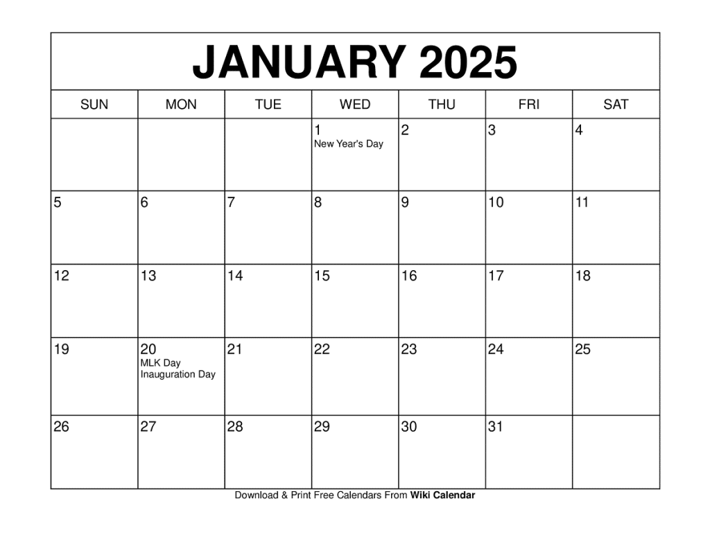 January 2025 Calendar