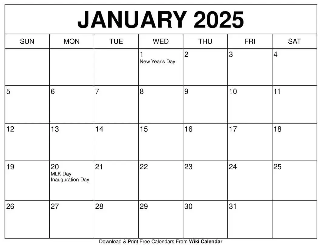 January 2025 Calendar