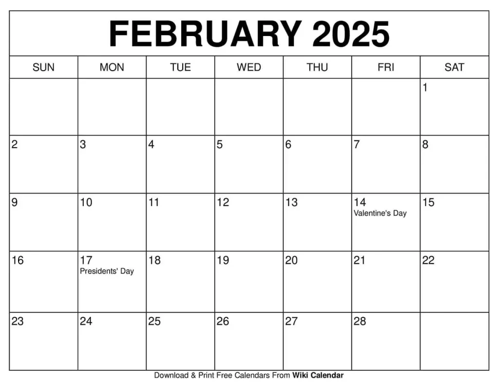 February 2025 Calendar