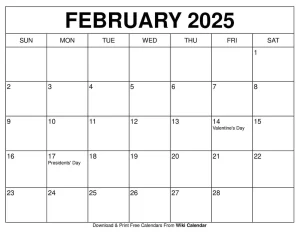 February 2025 Calendar