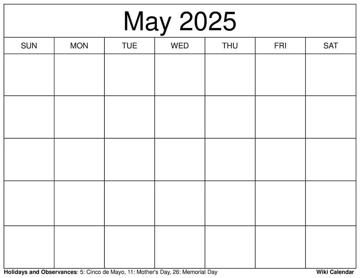 Blank May 2025 Calendar Blank May 2025 Calendar