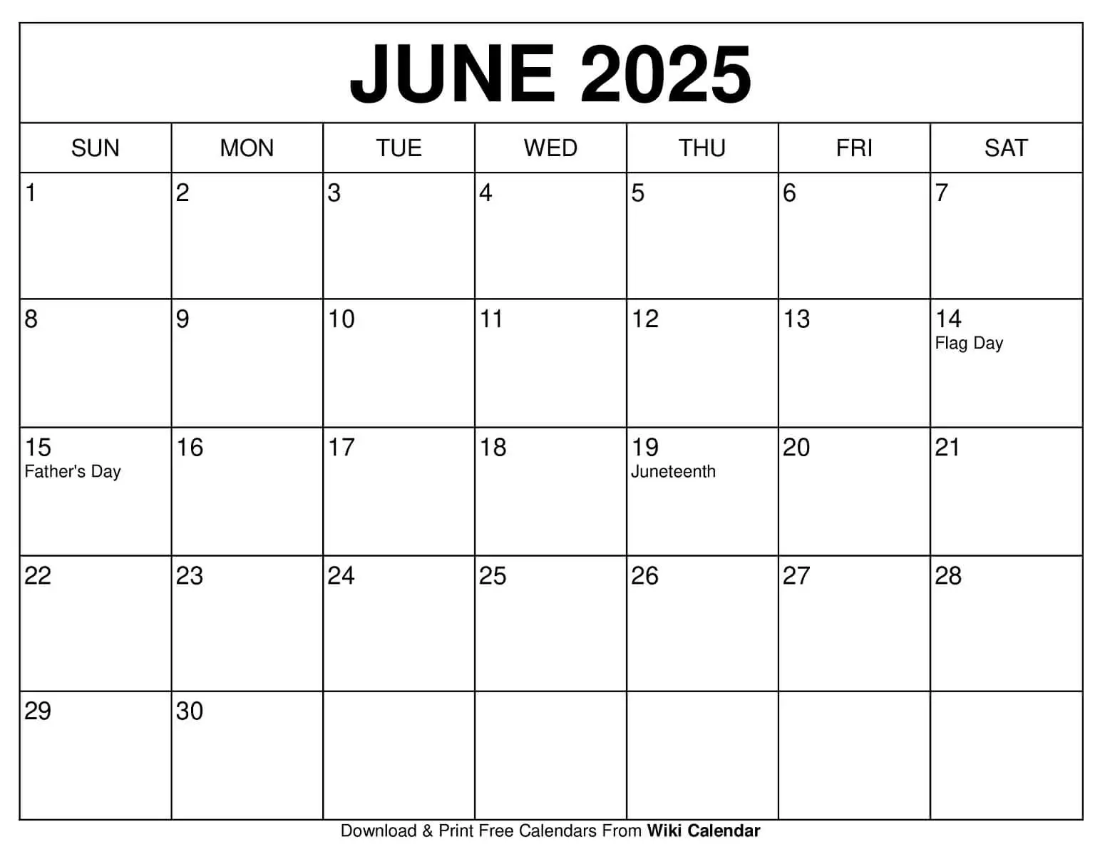 June 2025 Calendar