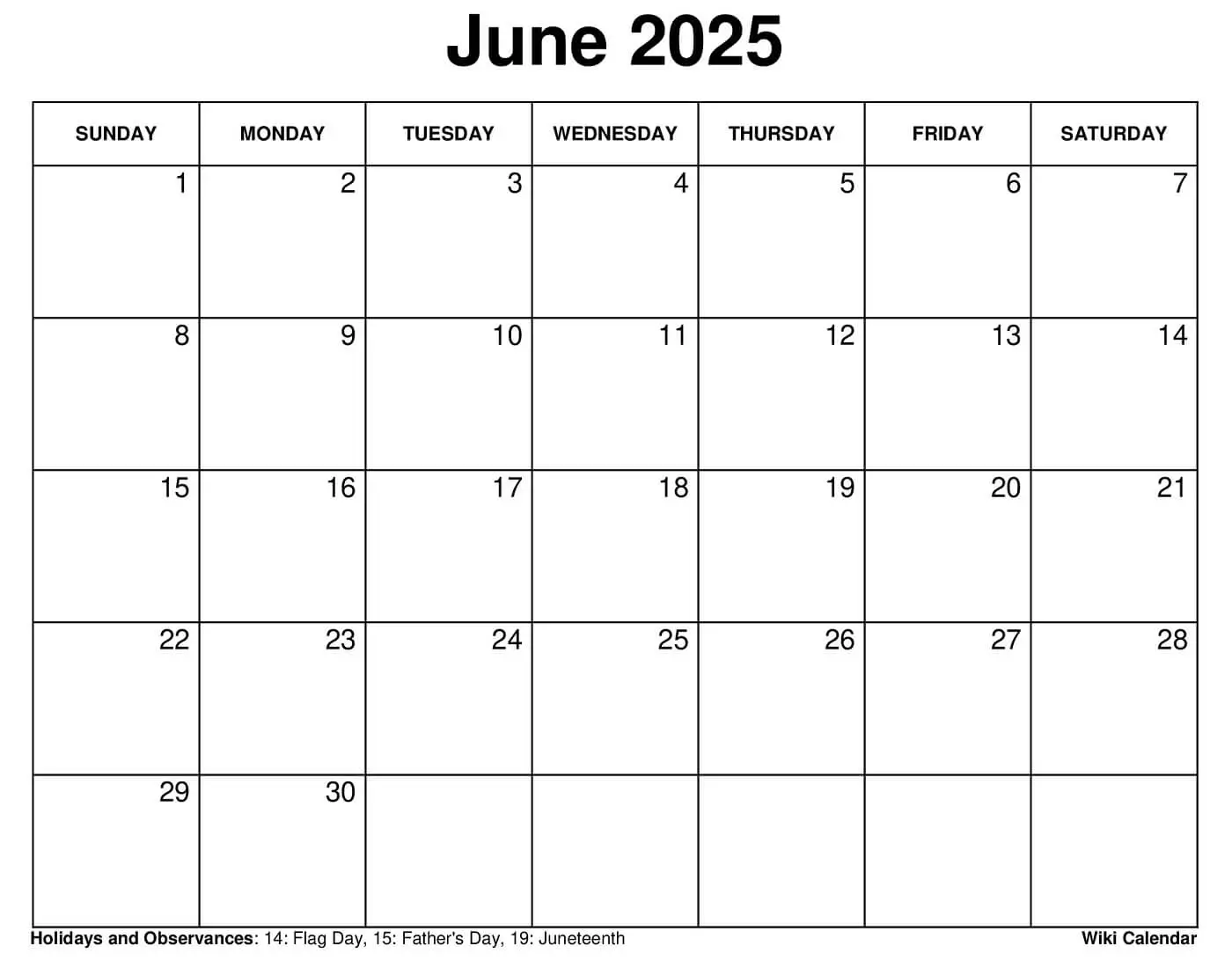 Printable June 2025 Calendar Printable June 2025 Calendar